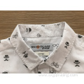 Men's stand-up collar short sleeve print shirt